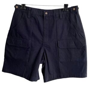 Preswick & Moore Navy Blue Cargo Shorts Mens Size 36‎ Cotton Flat Front Pockets